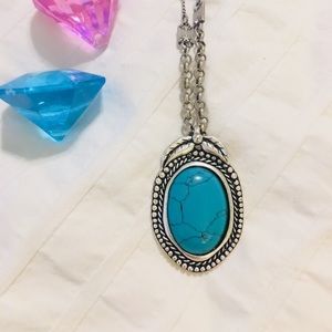 Turquoise + silver boho necklace